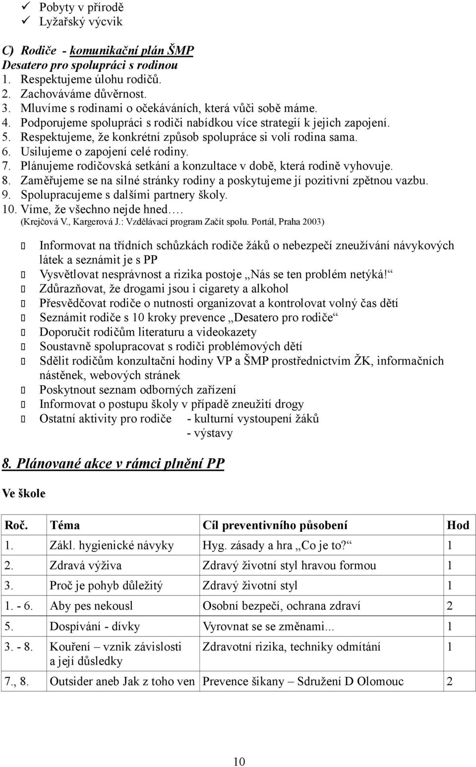 Respektujeme, že konkrétní způsob spolupráce si volí rodina sama. 6. Usilujeme o zapojení celé rodiny. 7. Plánujeme rodičovská setkání a konzultace v době, která rodině vyhovuje. 8.