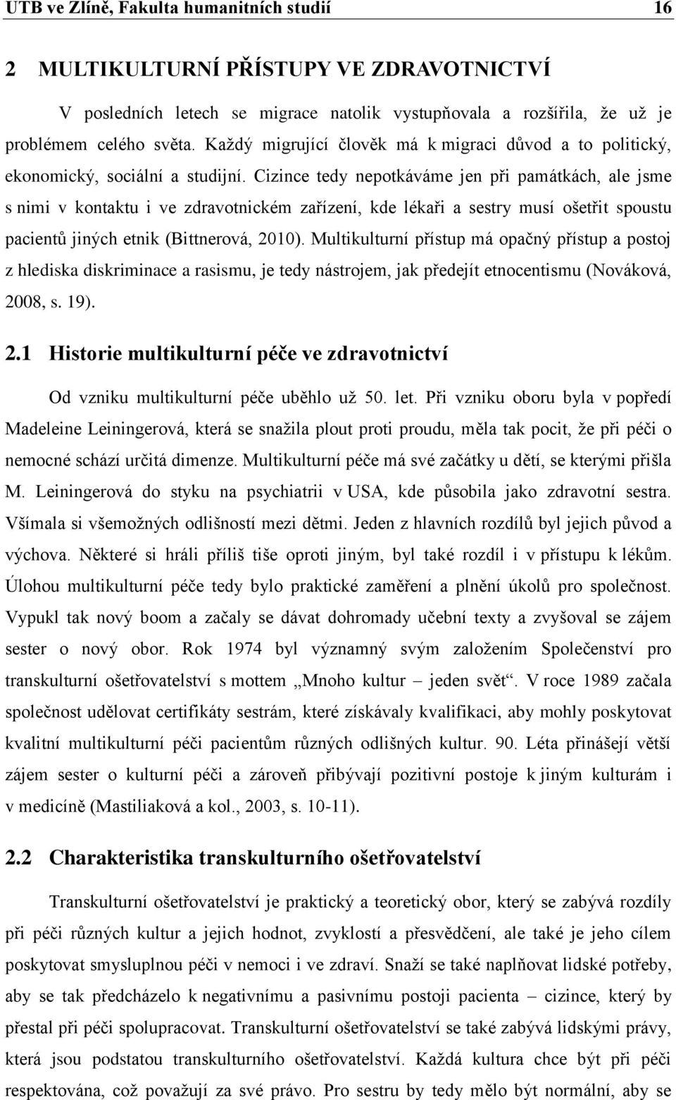 Cizince tedy nepotkáváme jen při památkách, ale jsme s nimi v kontaktu i ve zdravotnickém zařízení, kde lékaři a sestry musí ošetřit spoustu pacientů jiných etnik (Bittnerová, 2010).