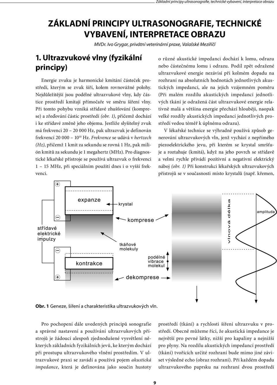 Ultrazvukové vlny (fyzikální principy) Energie zvuku je harmonické kmitání částeček prostředí, kterým se zvuk šíří, kolem rovnovážné polohy.