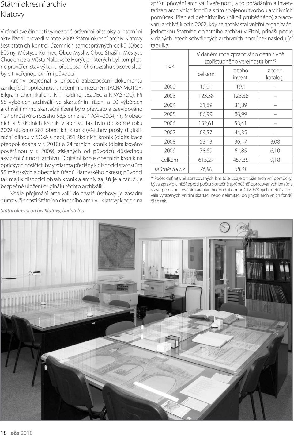 veřejnoprávními původci. Archiv projednal 5 případů zabezpečení dokumentů zanikajících společností s ručením omezeným (ACRA MOTOR, Bilgram Chemikalien, INIT holding, JEZDEC a NIVASPOL).