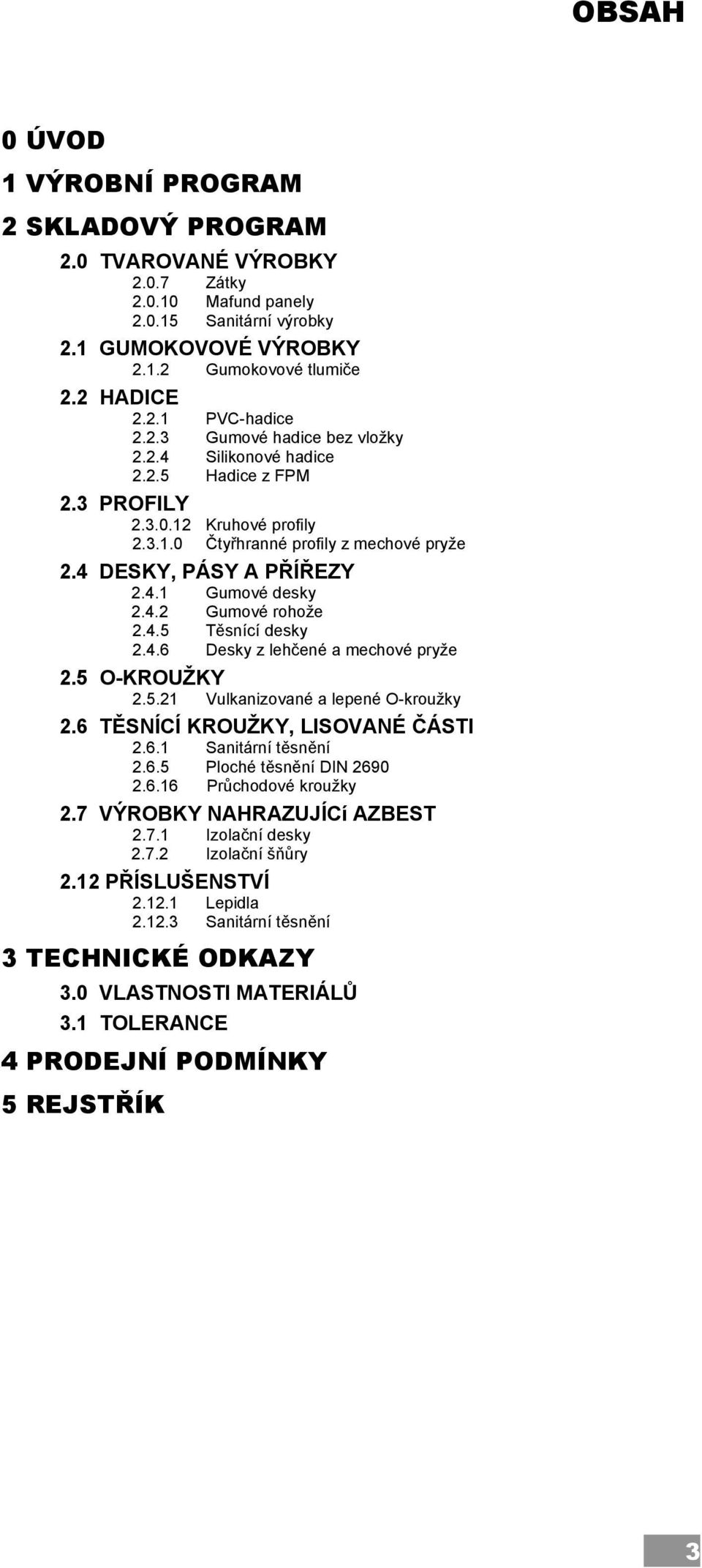 4.2 Gumové rohože 2.4.5 Těsnící desky 2.4.6 Desky z lehčené a mechové pryže 2.5 O-KROUŽKY 2.5.21 Vulkanizované a lepené O-kroužky 2.6 TĚSNÍCÍ KROUŽKY, LISOVANÉ ČÁSTI 2.6.1 Sanitární těsnění 2.6.5 Ploché těsnění DIN 2690 2.