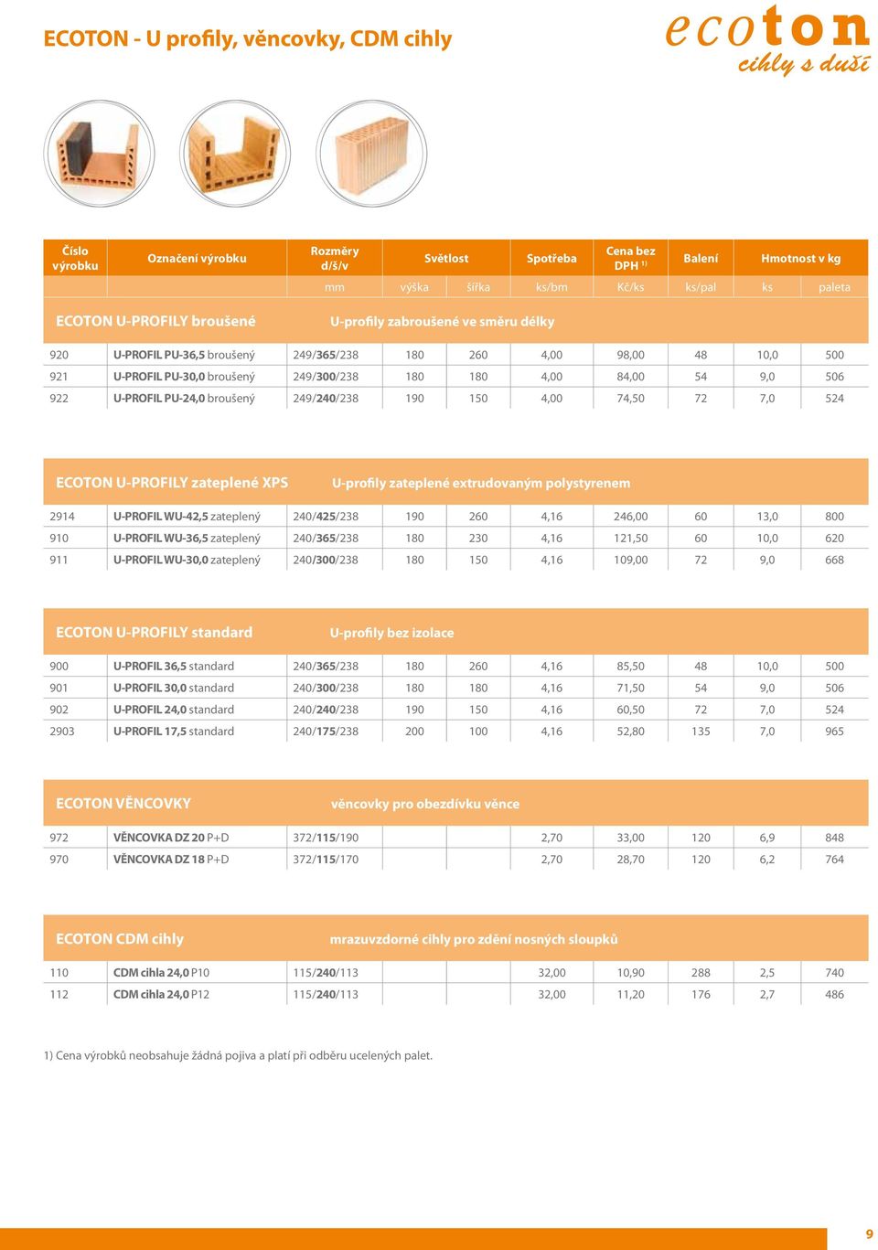 249/240/238 190 150 4,00 74,50 72 7,0 524 ECOTON U-PROFILY zateplené XPS U-profily zateplené extrudovaným polystyrenem 2914 U-PROFIL WU-42,5 zateplený 240/425/238 190 260 4,16 246,00 60 13,0 800 910