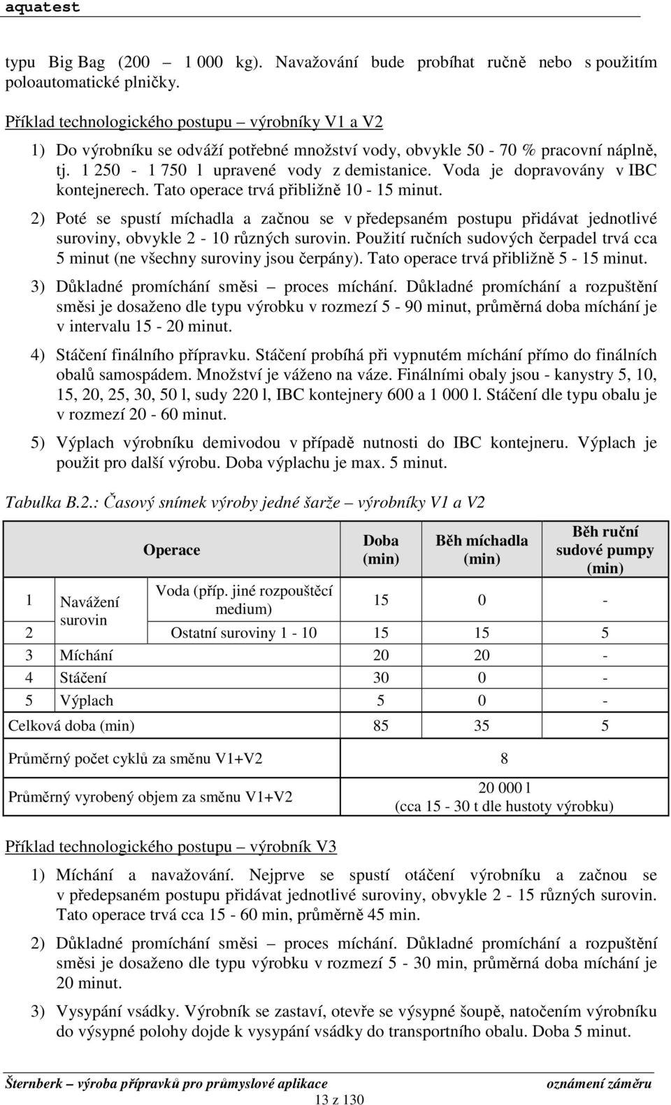 Voda je dopravovány v IBC kontejnerech. Tato operace trvá přibližně 10-15 minut.