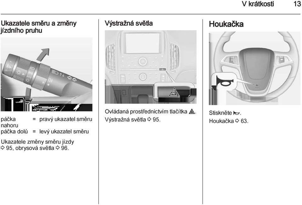 směru Ukazatele změny směru jízdy 3 95, obrysová světla 3 96.