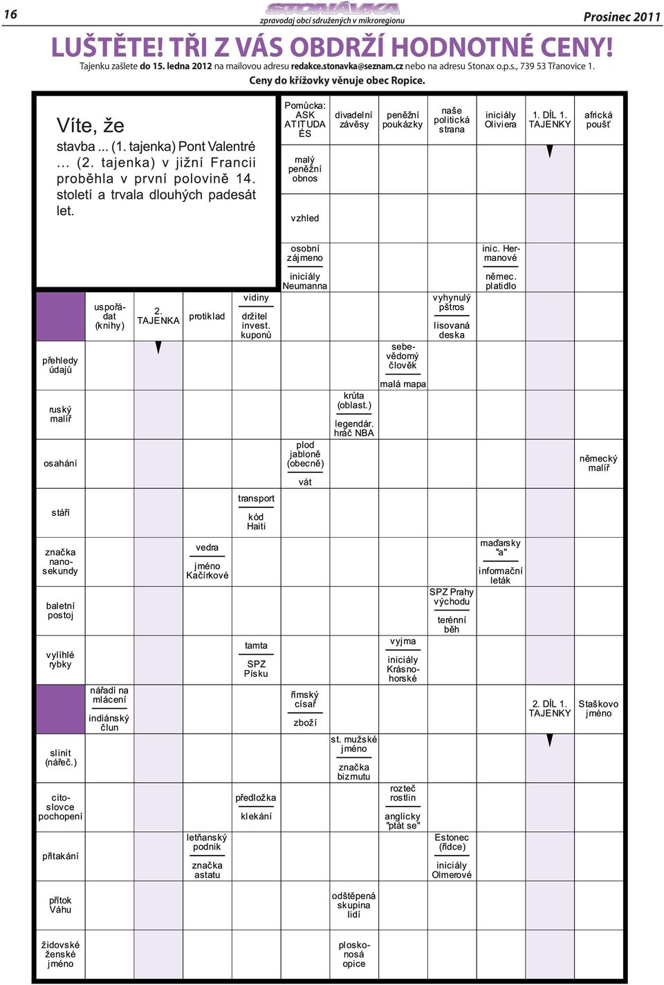 ledna 2012 na mailovou adresu redakce.stonavka@seznam.
