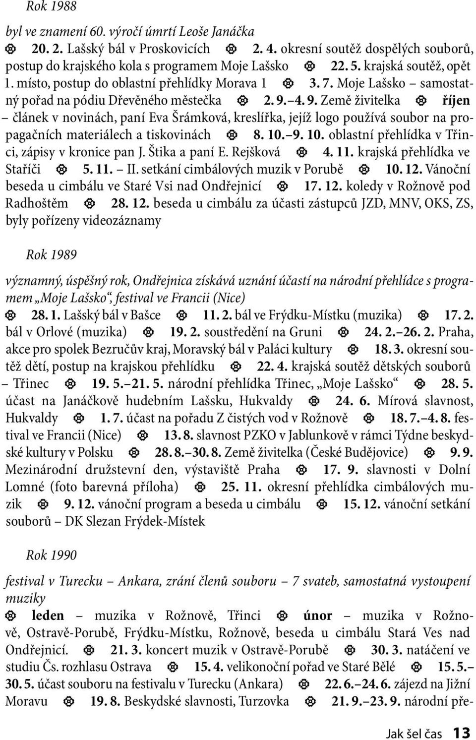 4. 9. Země živitelka říjen článek v novinách, paní Eva Šrámková, kreslířka, jejíž logo používá soubor na propagačních materiálech a tiskovinách 8. 10.