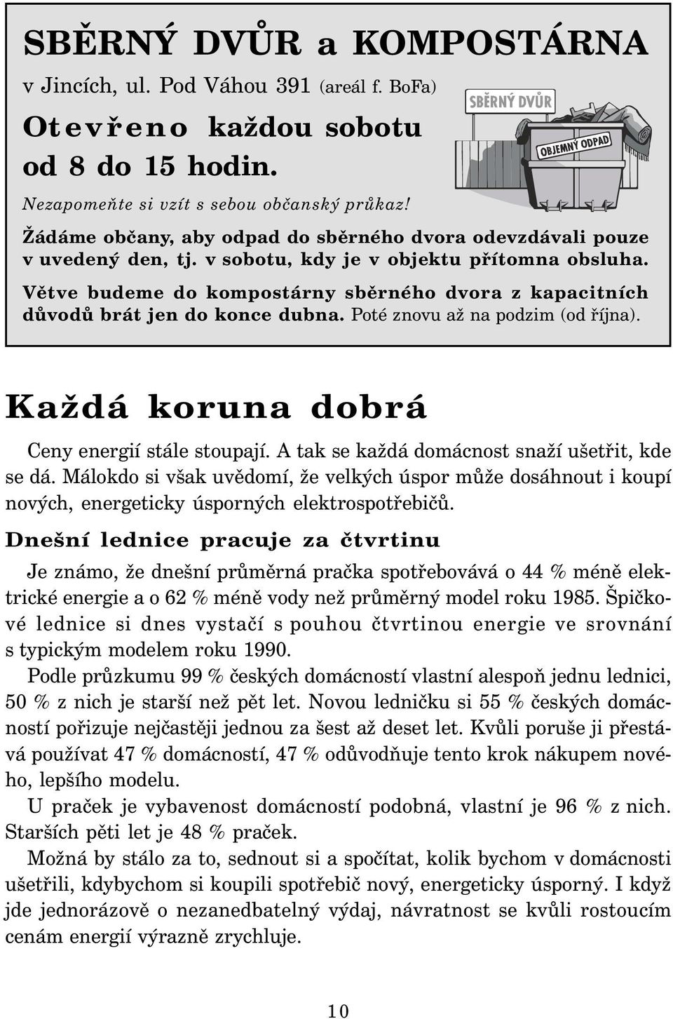 Větve budeme do kompostárny sběrného dvora z kapacitních důvodů brát jen do konce dubna. Poté znovu až na podzim (od října). Každá koruna dobrá Ceny energií stále stoupají.