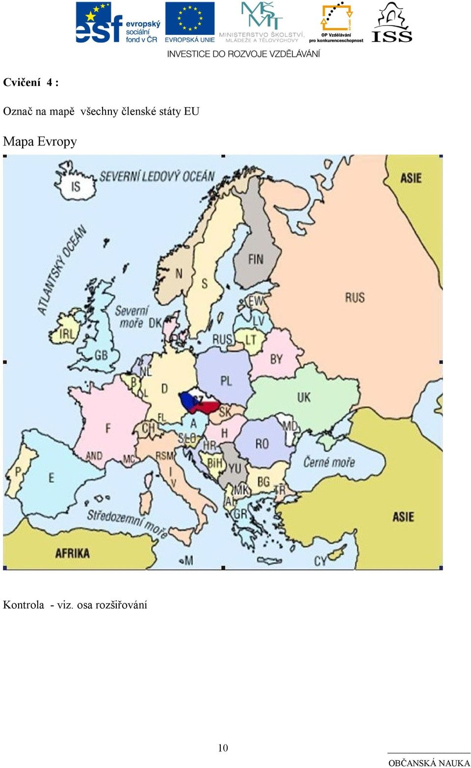 státy EU Mapa Evropy