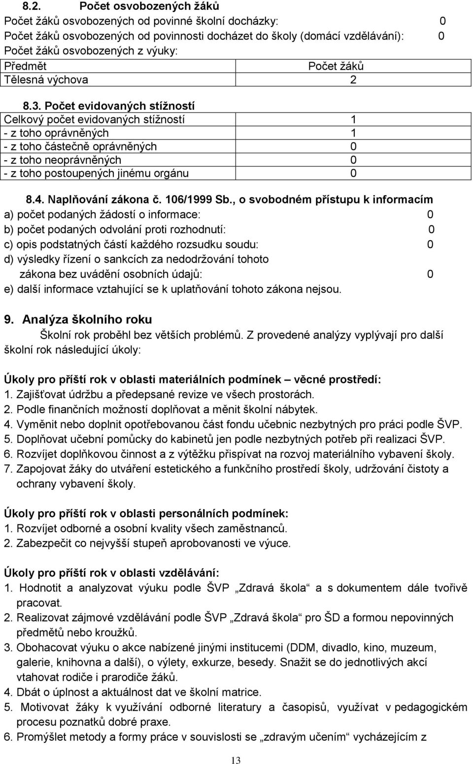 Počet evidovaných stížností Celkový počet evidovaných stížností 1 - z toho oprávněných 1 - z toho částečně oprávněných 0 - z toho neoprávněných 0 - z toho postoupených jinému orgánu 0 8.4.