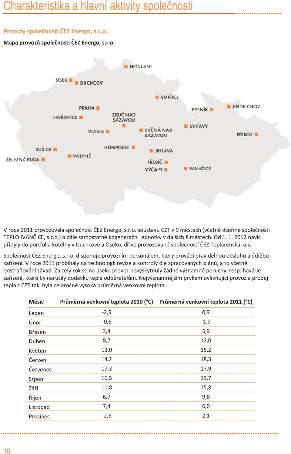 r.o. disponuje provozním personálem, který provádí pravidelnou obsluhu a údržbu zařízení. V roce 2011 probíhaly na technologii revize a kontroly dle zpracovaných plánů, a to včetně odstraňování závad.