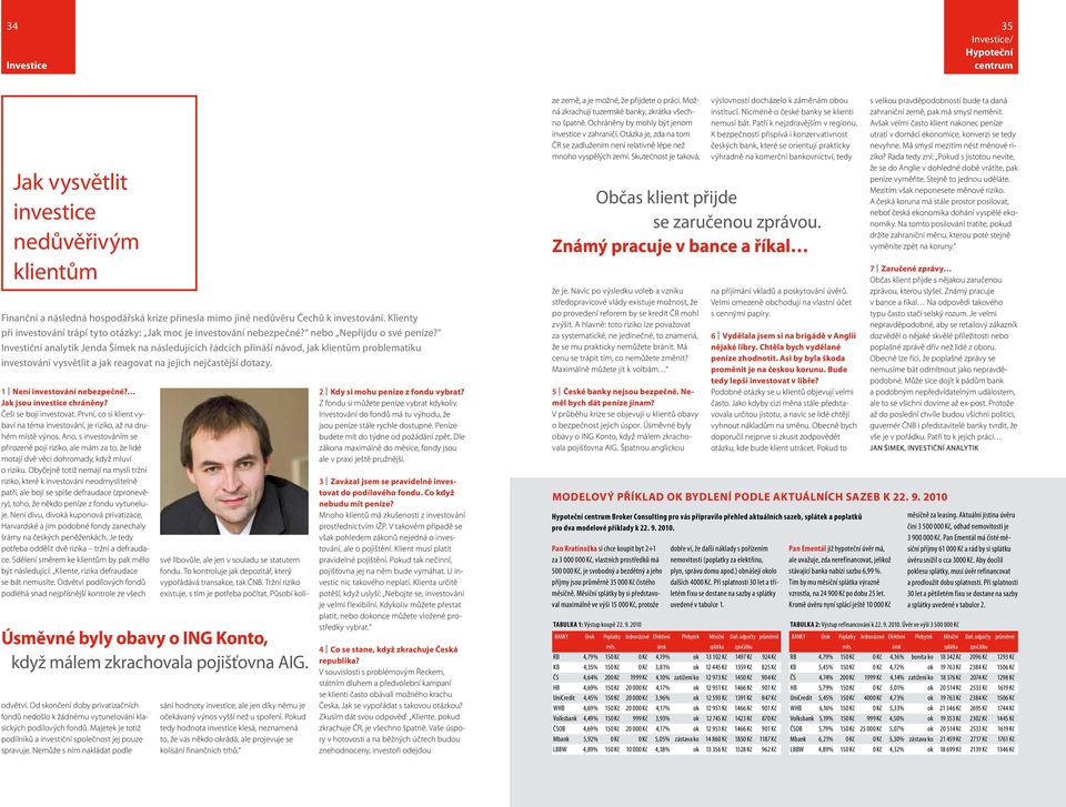 Investiční analytik Jenda Šimek na následujících řádcích přináší návod, jak klientům problematiku investování vysvětlit a jak reagovat na jejich nejčastější dotazy. 1 Není investování nebezpečné?