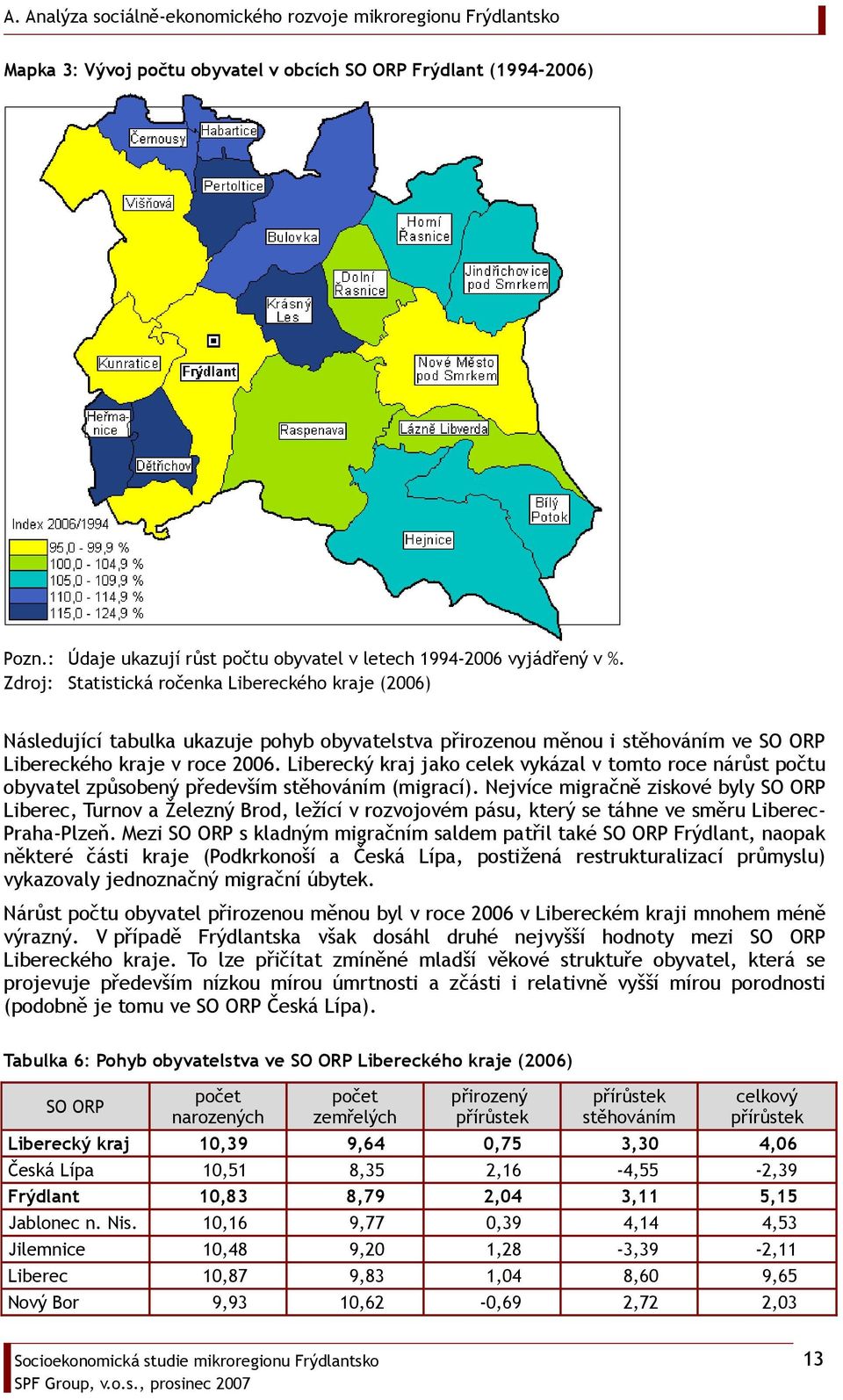 Liberecký kraj jako celek vykázal v tomto roce nárůst počtu obyvatel způsobený především stěhováním (migrací).