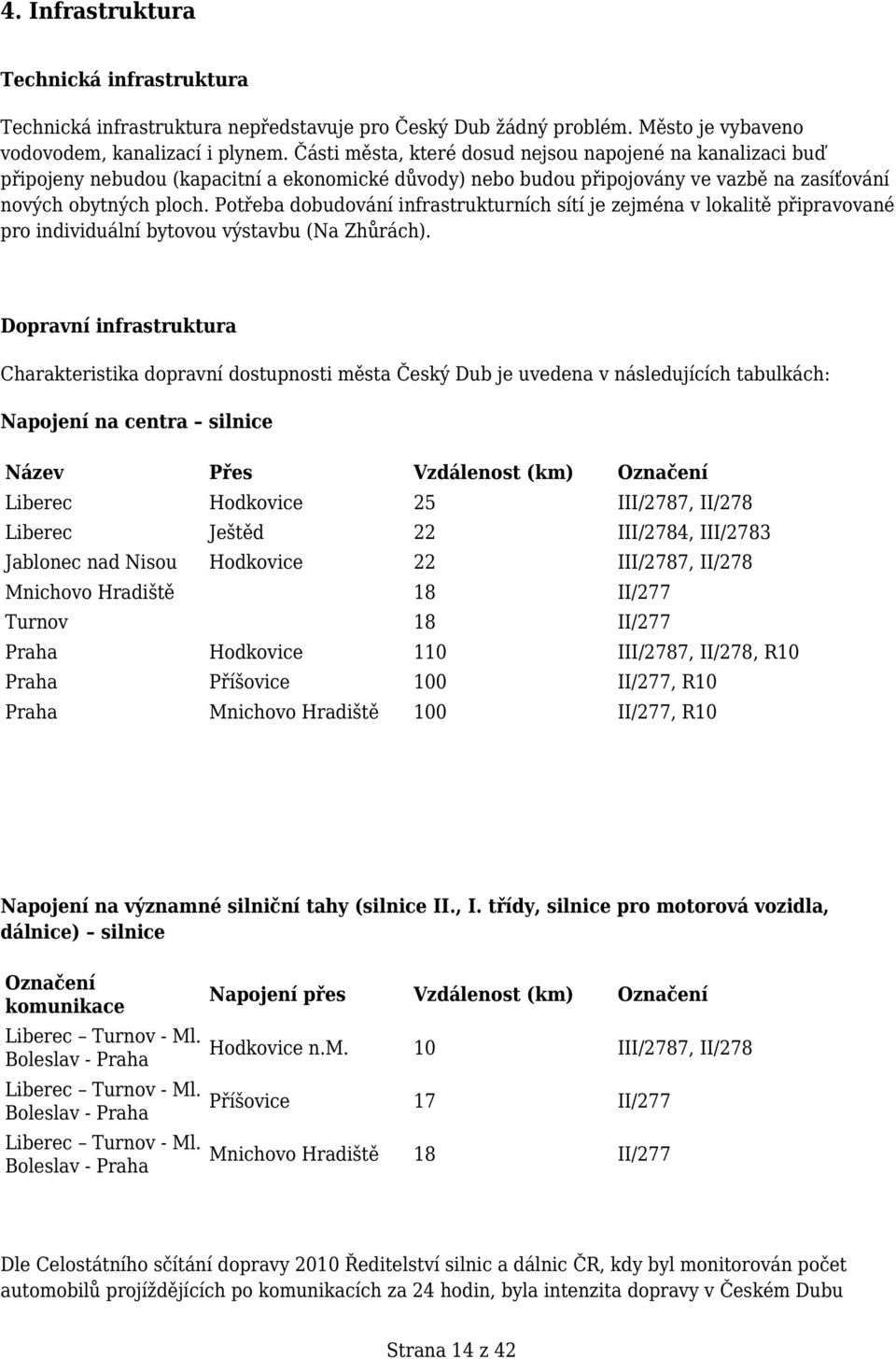 Potřeba dobudování infrastrukturních sítí je zejména v lokalitě připravované pro individuální bytovou výstavbu (Na Zhůrách).