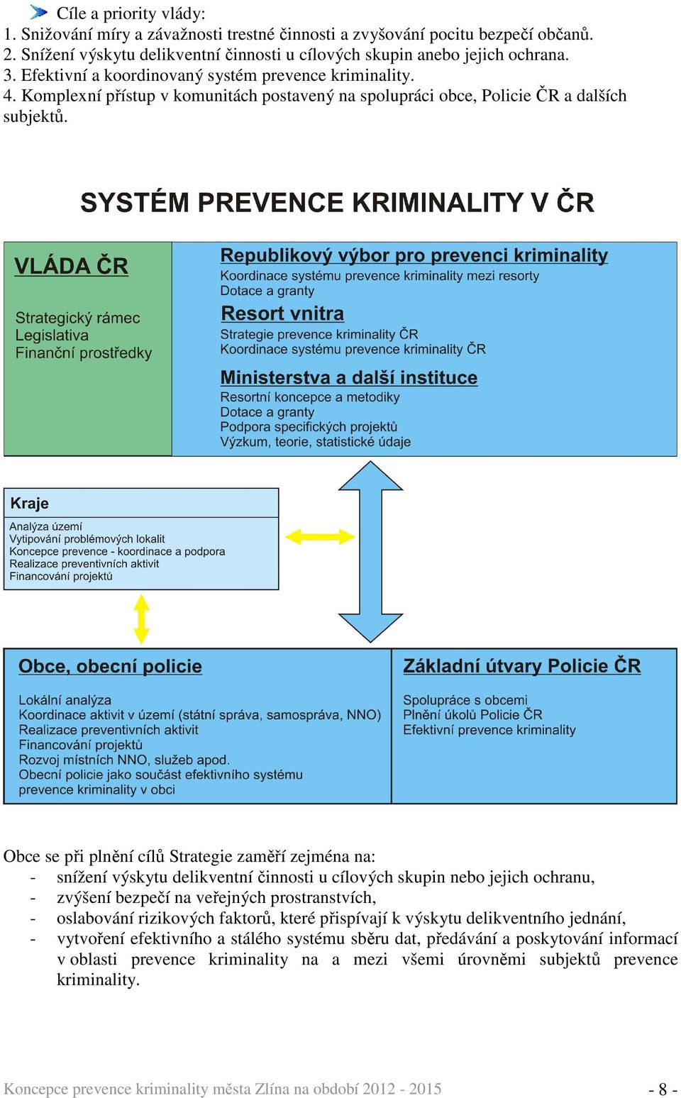 Obce se při plnění cílů Strategie zaměří zejména na: - snížení výskytu delikventní činnosti u cílových skupin nebo jejich ochranu, - zvýšení bezpečí na veřejných prostranstvích, - oslabování