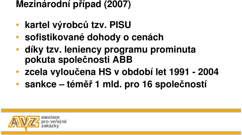 leniency programu prominuta pokuta společnosti ABB