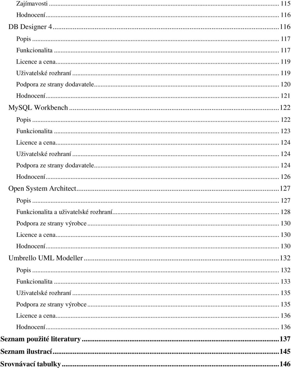 .. 127 Popis... 127 Funkcionalita a uživatelské rozhraní... 128 Podpora ze strany výrobce... 130 Licence a cena... 130 Hodnocení... 130 Umbrello UML Modeller... 132 Popis... 132 Funkcionalita.