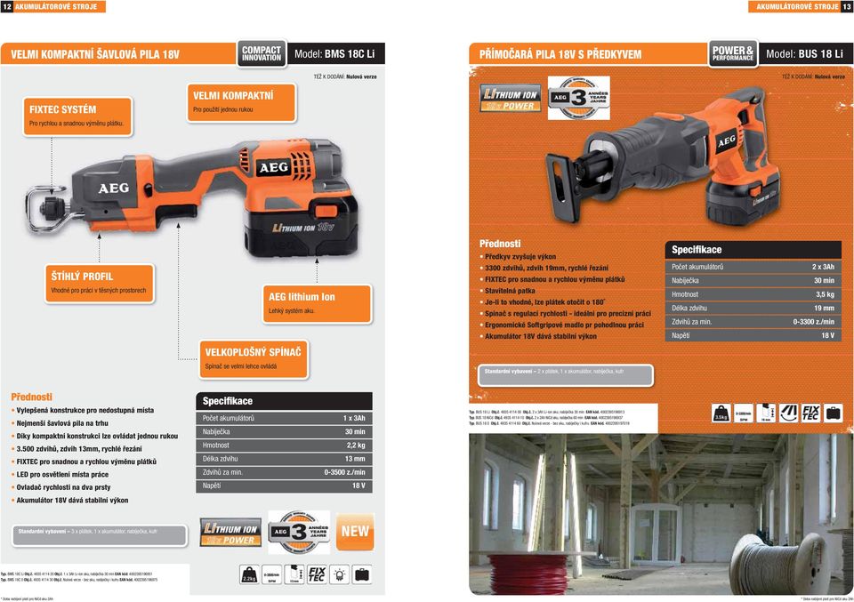 Předkyv zvyšuje výkon 3300 zdvihů, zdvih 19mm, rychlé řezání FIXTEC pro snadnou a rychlou výměnu plátků Stavitelná patka Je-li to vhodné, lze plátek otočit o 180 Spínač s regulací rychlosti - ideální