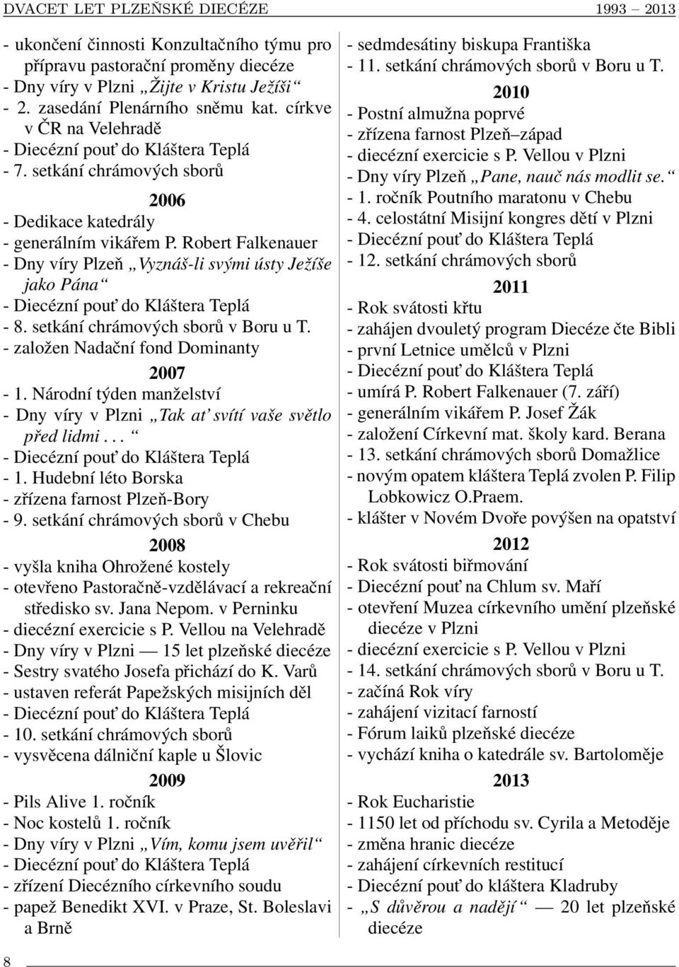 Robert Falkenauer - Dny víry Plzeň Vyznáš-li svými ústy Ježíše jako Pána - Diecézní pout do Kláštera Teplá - 8. setkání chrámových sborů v Boru u T. - založen Nadační fond Dominanty 2007-1.