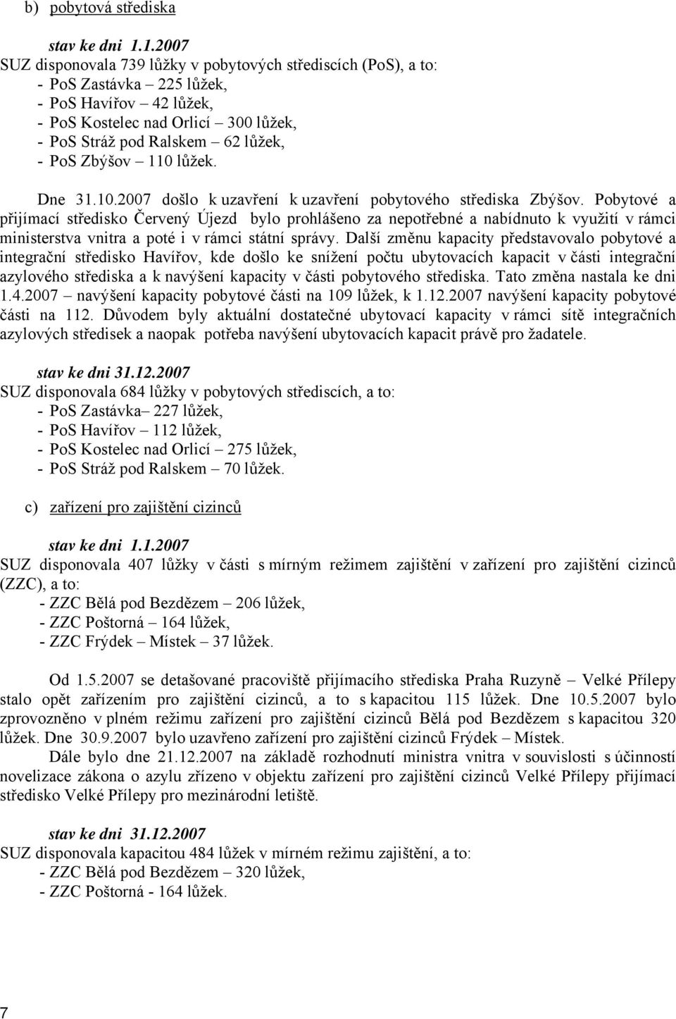 Zbýšov 110 lůžek. Dne 31.10.2007 došlo k uzavření k uzavření pobytového střediska Zbýšov.