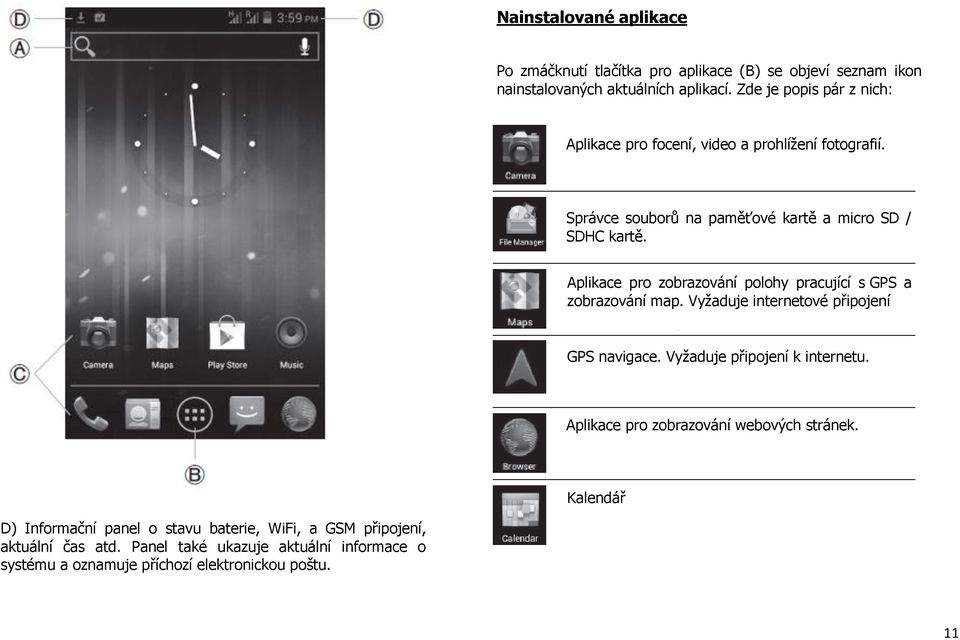 Aplikace pro zobrazování polohy pracující s GPS a zobrazování map. Vyžaduje internetové připojení GPS navigace. Vyžaduje připojení k internetu.