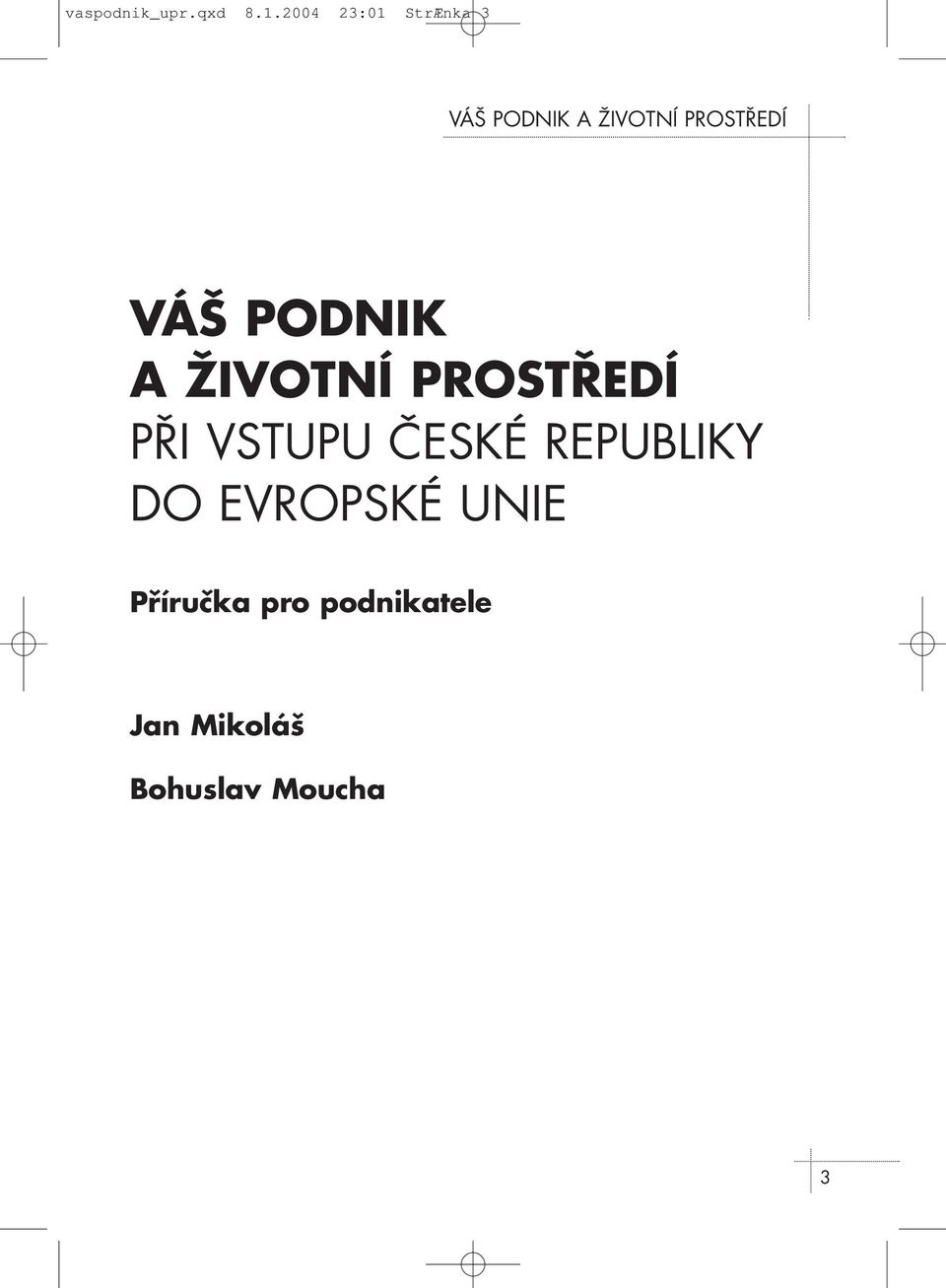 PROSTŘEDÍ PŘI VSTUPU ČESKÉ REPUBLIKY DO