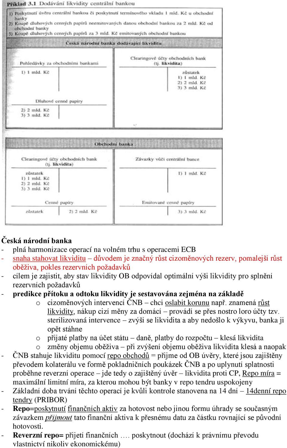 cizoměnových intervencí ČNB chci oslabit korunu např. znamená růst likvidity, nákup cizí měny za domácí provádí se přes nostro loro účty tzv.