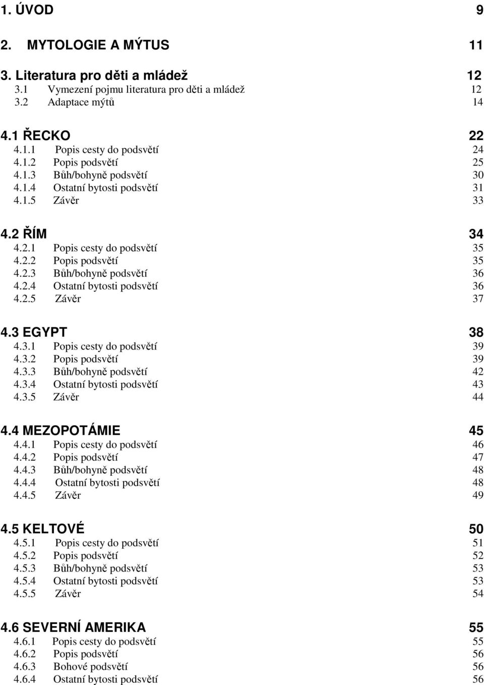 2.5 Závěr 37 4.3 EGYPT 38 4.3.1 Popis cesty do podsvětí 39 4.3.2 Popis podsvětí 39 4.3.3 Bůh/bohyně podsvětí 42 4.3.4 Ostatní bytosti podsvětí 43 4.3.5 Závěr 44 4.4 MEZOPOTÁMIE 45 4.4.1 Popis cesty do podsvětí 46 4.