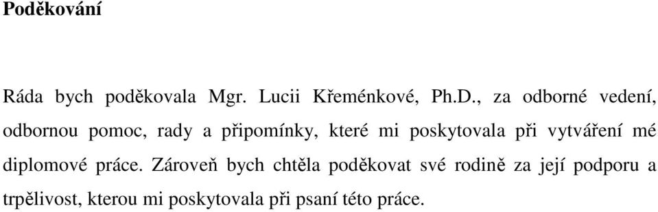 poskytovala při vytváření mé diplomové práce.