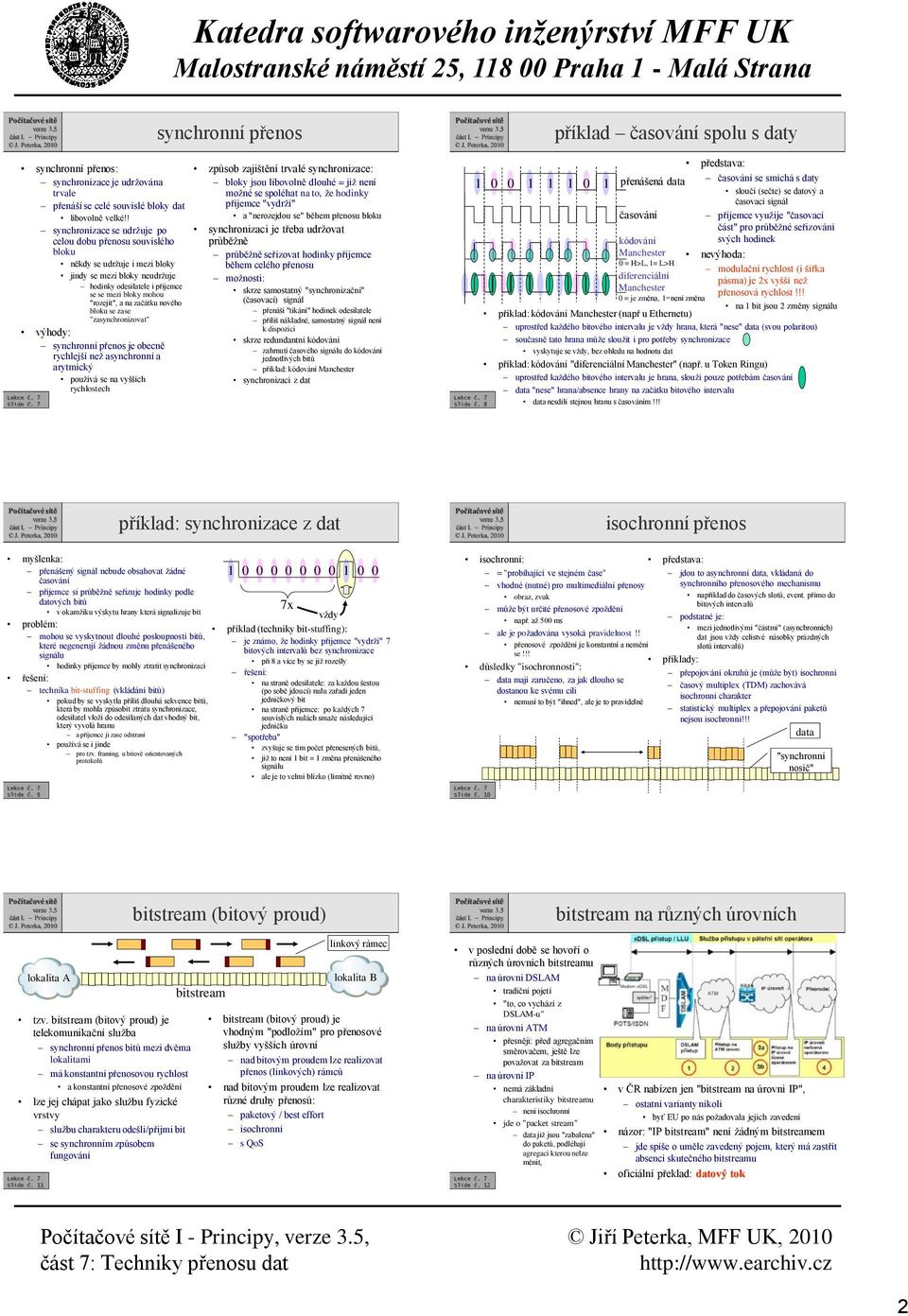 se zase "zasychroizovat" výhody: sychroí přeos je obecě rychlejší ež asychroí a arytmický používá se a vyšších rychlostech Slide č.