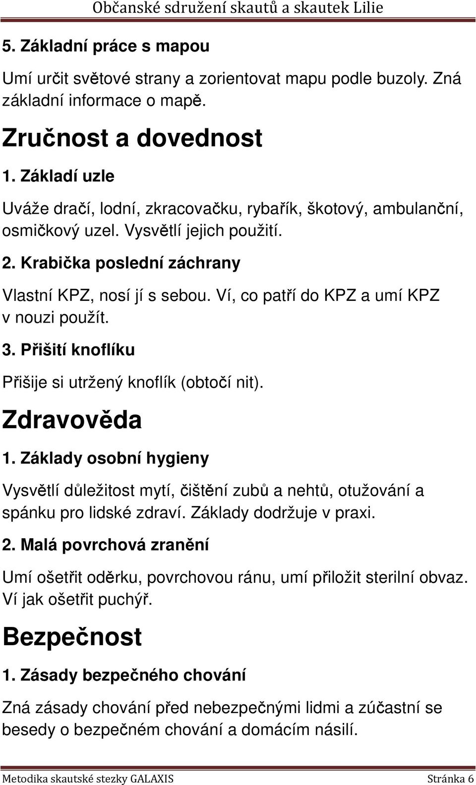 Ví, co patří do KPZ a umí KPZ v nouzi použít. 3. Přišití knoflíku Přišije si utržený knoflík (obtočí nit). Zdravověda 1.