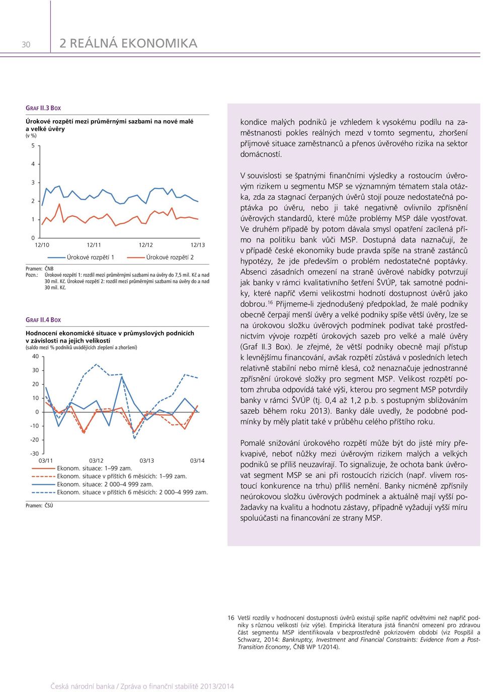 BOX Úrokové rozpětí 1 Úrokové rozpětí Hodnocení ekonomické situace v průmyslových podnicích v závislosti na jejich velikosti (saldo mezi % podniků uvádějících zlepšení a zhoršení) 1-1 - - /11 /1 /1