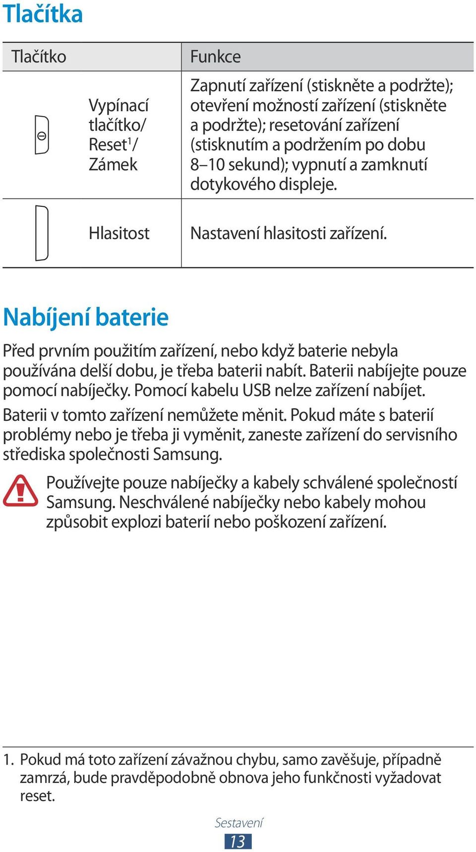 Nabíjení baterie Před prvním použitím zařízení, nebo když baterie nebyla používána delší dobu, je třeba baterii nabít. Baterii nabíjejte pouze pomocí nabíječky.