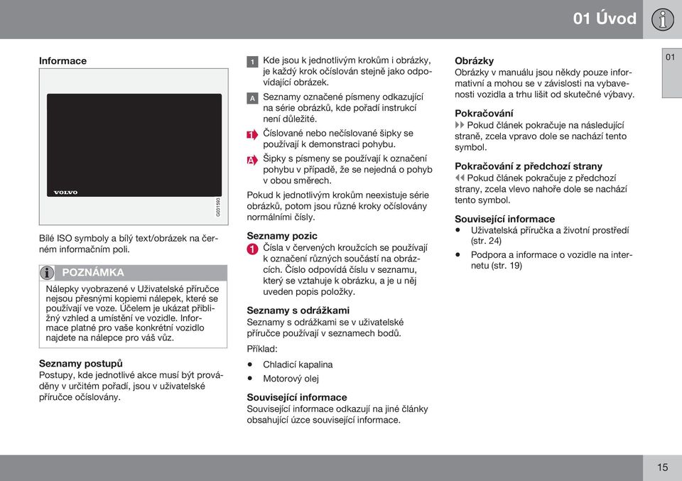 G031593 Kde jsou k jednotlivým krokům i obrázky, je každý krok očíslován stejně jako odpovídající obrázek. Seznamy označené písmeny odkazující na série obrázků, kde pořadí instrukcí není důležité.