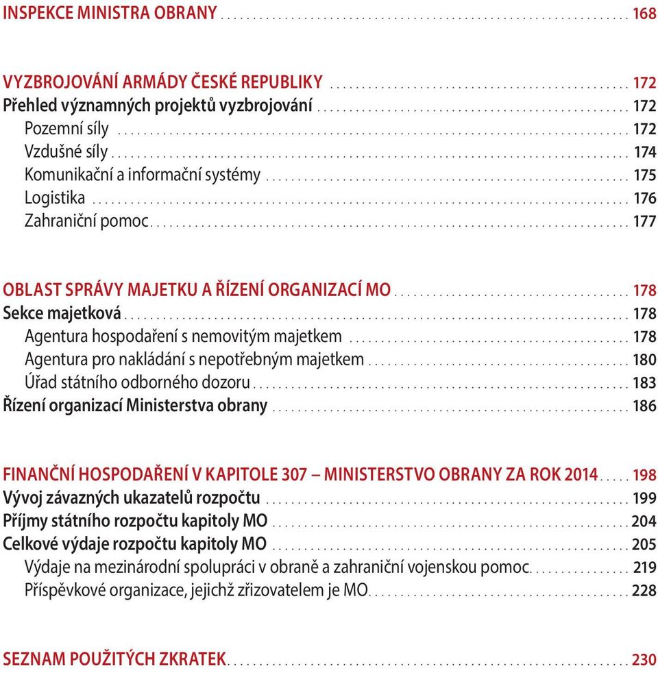 ...178 Agentura pro nakládání s nepotřebným majetkem.... 180 Úřad státního odborného dozoru....183 Řízení organizací Ministerstva obrany.