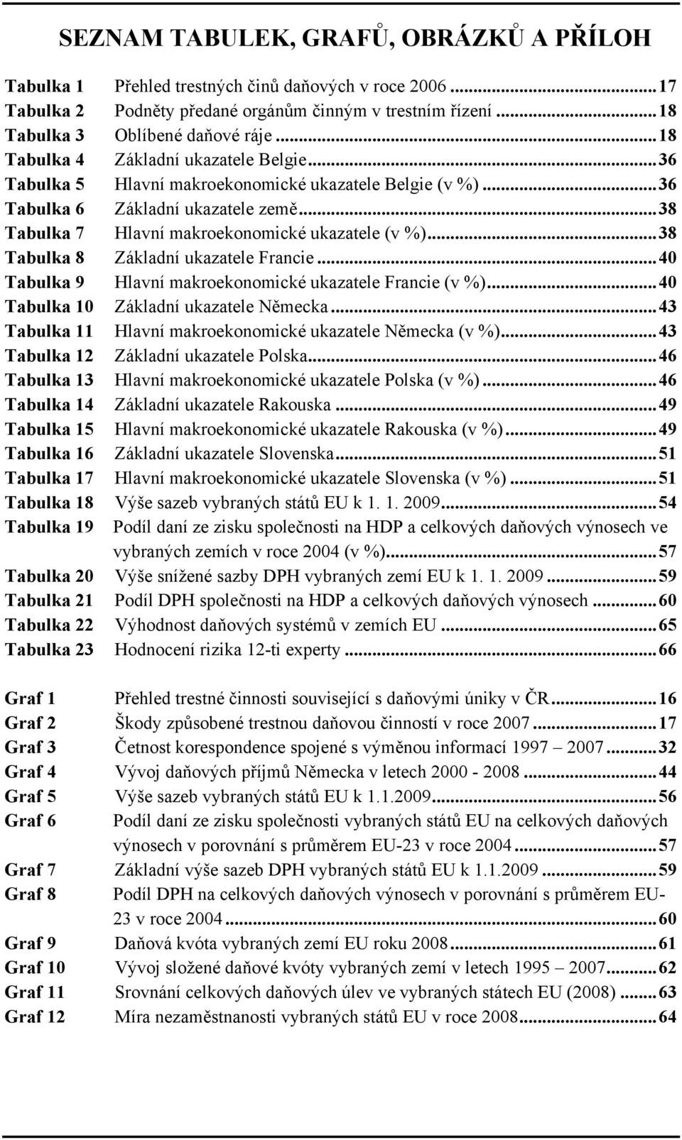 ..38 Tabulka 8 Základní ukazatele Francie...40 Tabulka 9 Hlavní makroekonomické ukazatele Francie (v %)...40 Tabulka 10 Základní ukazatele Německa.