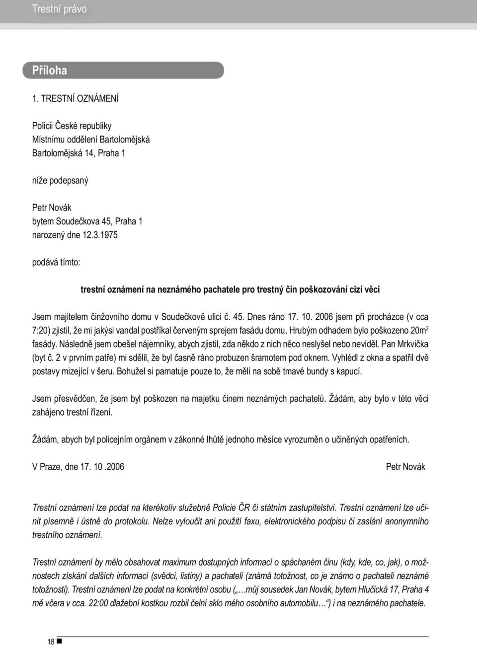 2006 jsem při procházce (v cca 7:20) zjistil, že mi jakýsi vandal postříkal červeným sprejem fasádu domu. Hrubým odhadem bylo poškozeno 20m 2 fasády.