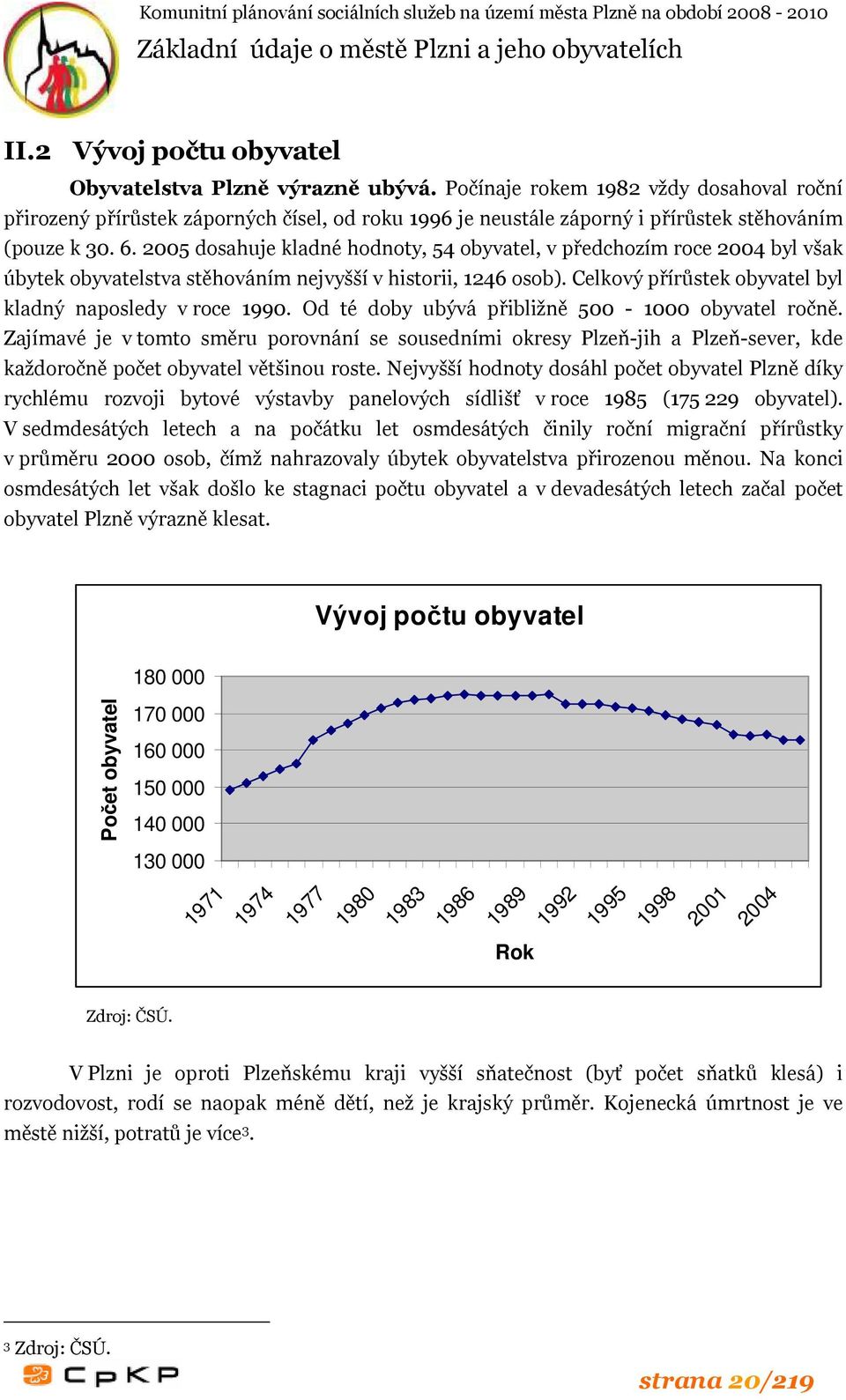 2005 dosahuje kladné hodnoty, 54 obyvatel, v předchozím roce 2004 byl však úbytek obyvatelstva stěhováním nejvyšší v historii, 1246 osob). Celkový přírůstek obyvatel byl kladný naposledy v roce 1990.