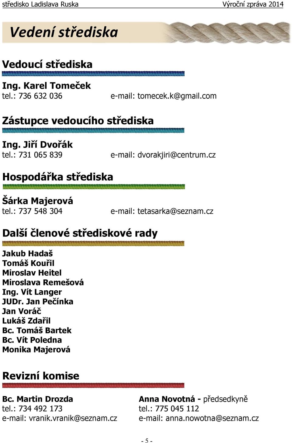 cz Další členové střediskové rady Jakub Hadaš Tomáš Kouřil Miroslav Heitel Miroslava Remešová Ing. Vít Langer JUDr. Jan Pečínka Jan Voráč Lukáš Zdařil Bc.