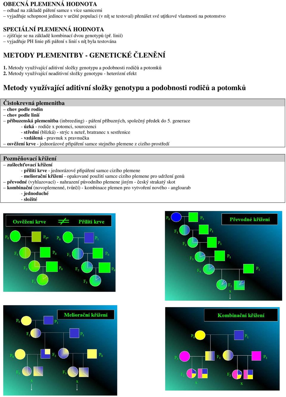 Metody využívající aditivní složky genotypu a podobnosti rodičů a potomků 2.