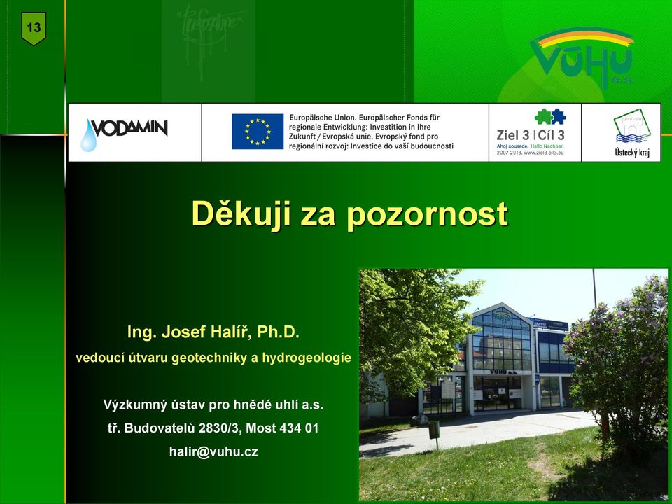 hydrogeologie Výzkumný ústav pro hnědé uhlí