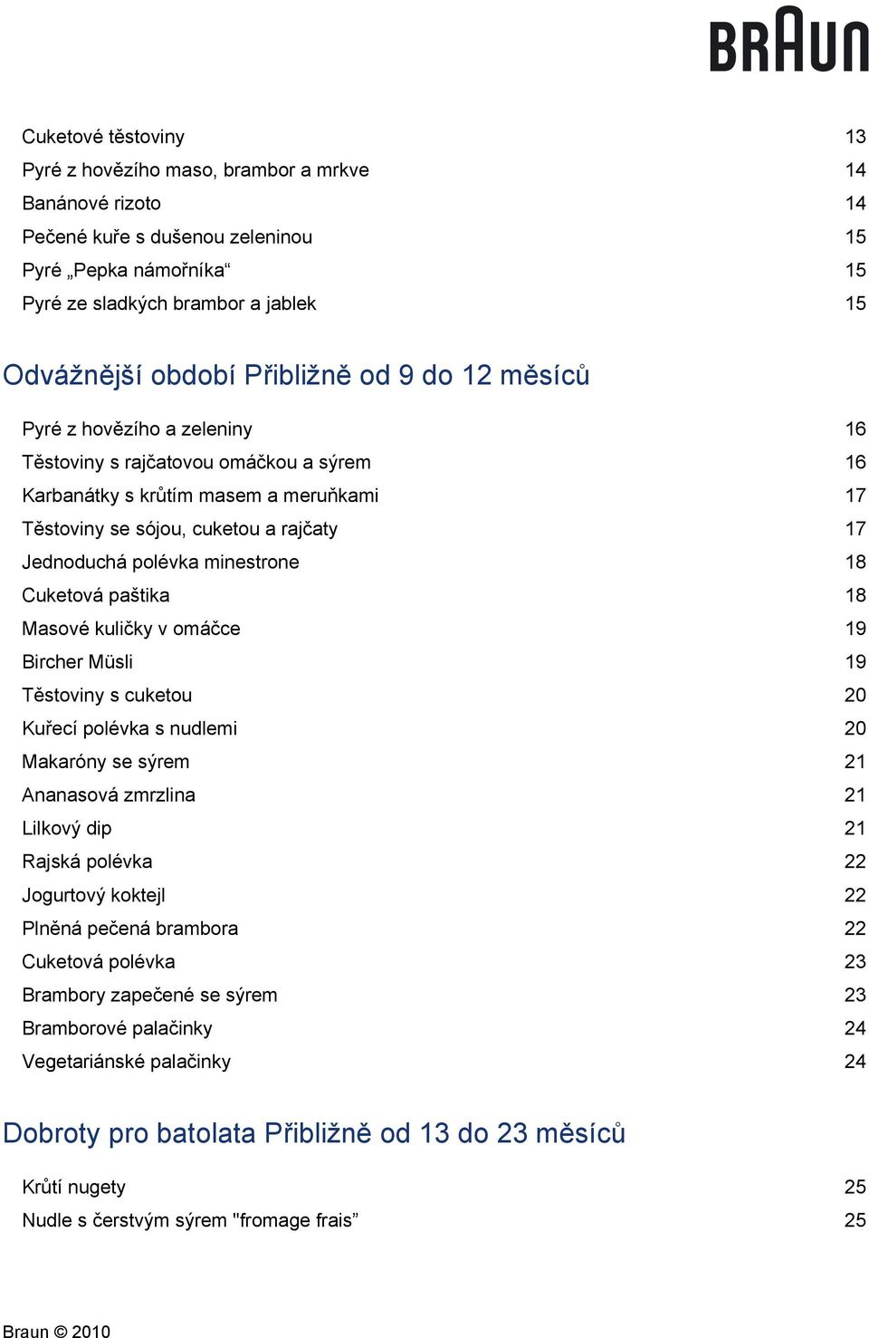 polévka minestrone 18 Cuketová paštika 18 Masové kuličky v omáčce 19 Bircher Müsli 19 Těstoviny s cuketou 20 Kuřecí polévka s nudlemi 20 Makaróny se sýrem 21 Ananasová zmrzlina 21 Lilkový dip 21