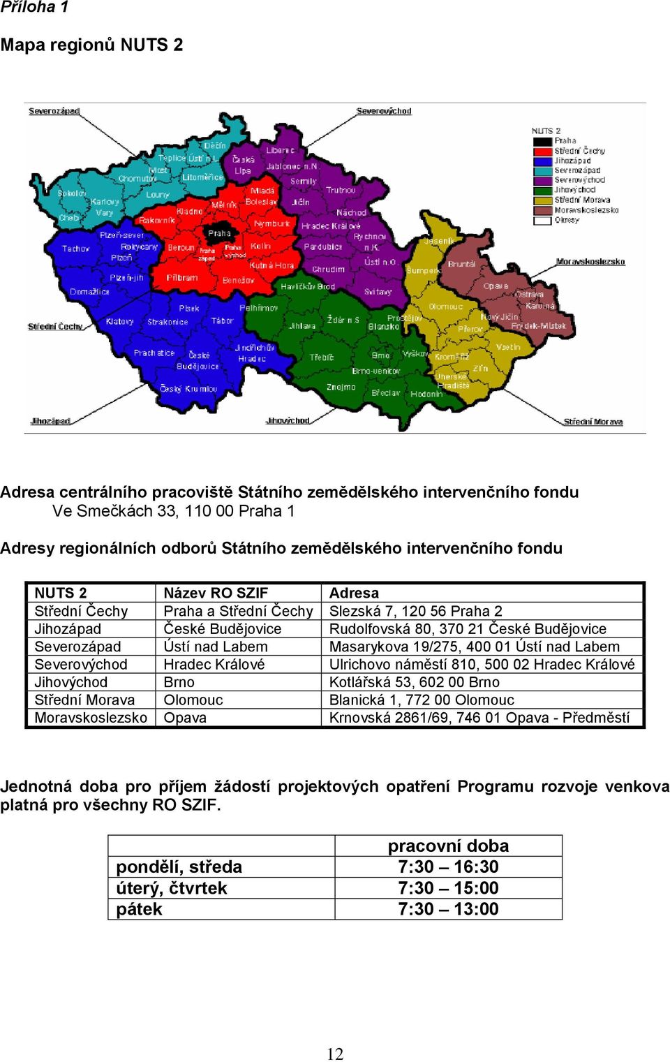 Masarykova 19/275, 400 01 Ústí nad Labem Severovýchod Hradec Králové Ulrichovo náměstí 810, 500 02 Hradec Králové Jihovýchod Brno Kotlářská 53, 602 00 Brno Střední Morava Olomouc Blanická 1, 772 00