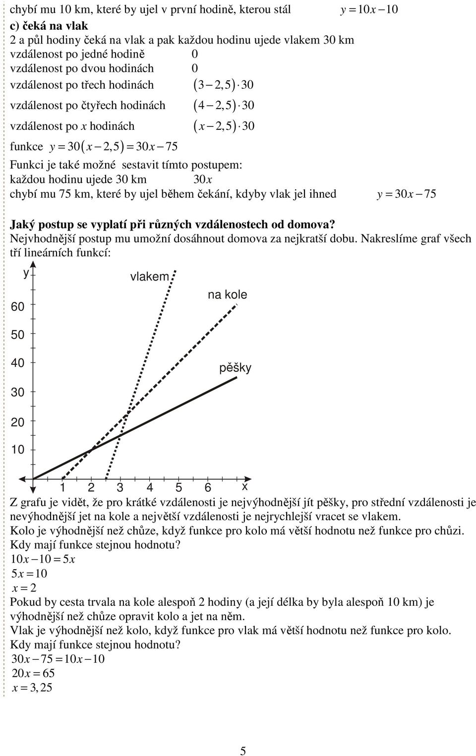 hodinu ujede 0 km 0 chbí mu 75 km, které b ujel během čekání, kdb vlak jel ihned = 0 75 Jaký postup se vplatí při různých vzdálenostech od domova?