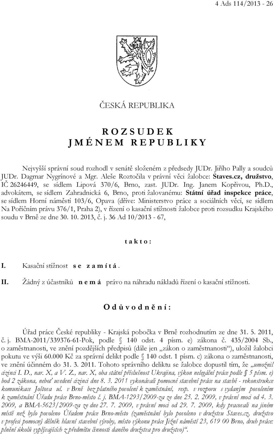 . Ing. Janem Kopřivou, Ph.D.
