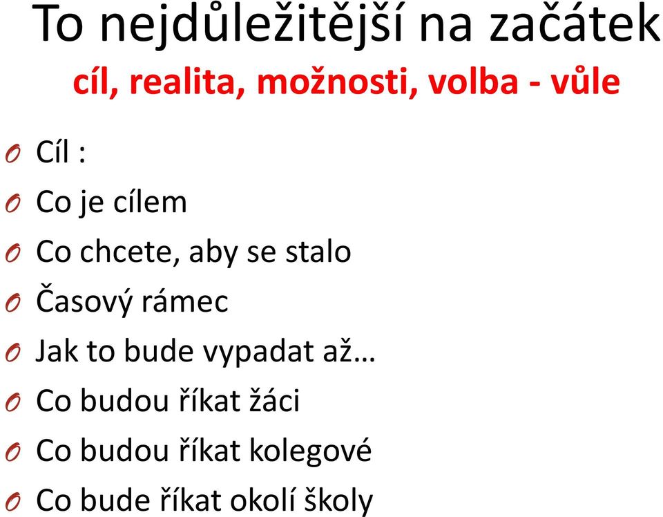 stalo O Časový rámec O Jak to bude vypadat až O Co budou