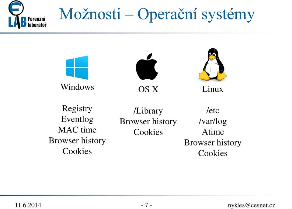 /Library Browser history Cookies Linux /etc