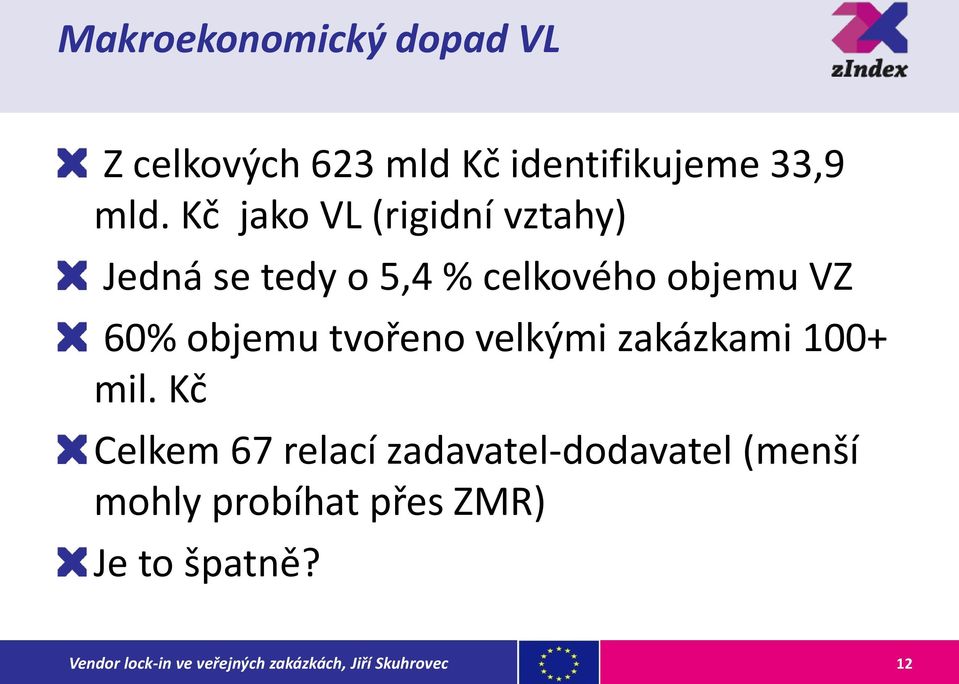 objemu VZ 60% objemu tvořeno velkými zakázkami 100+ mil.