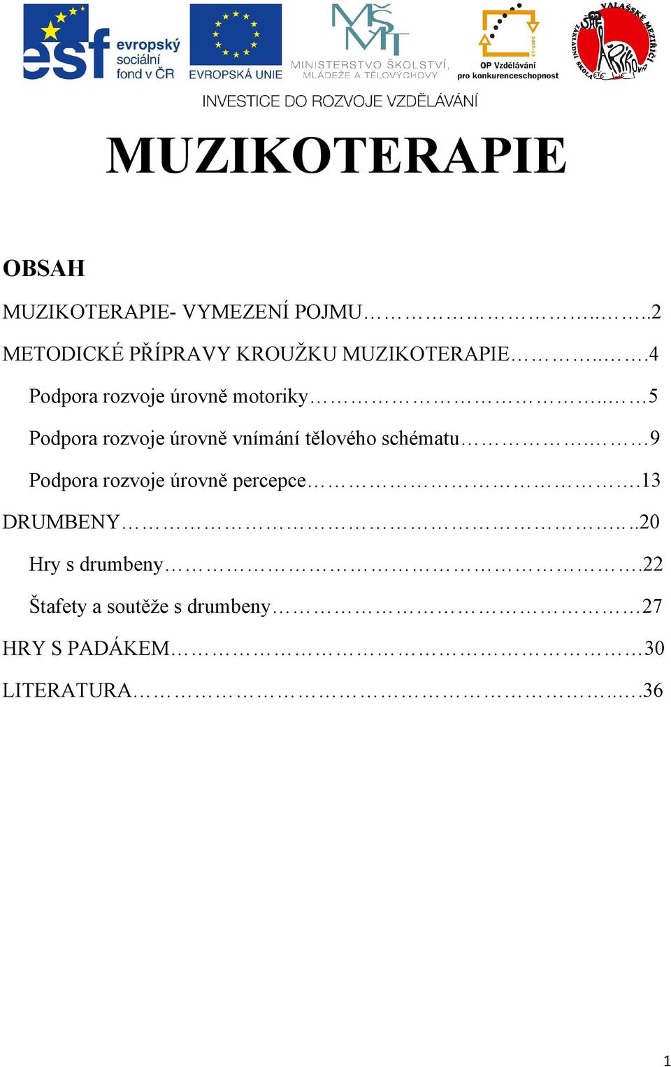 . 5 Podpora rozvoje úrovně vnímání tělového schématu.