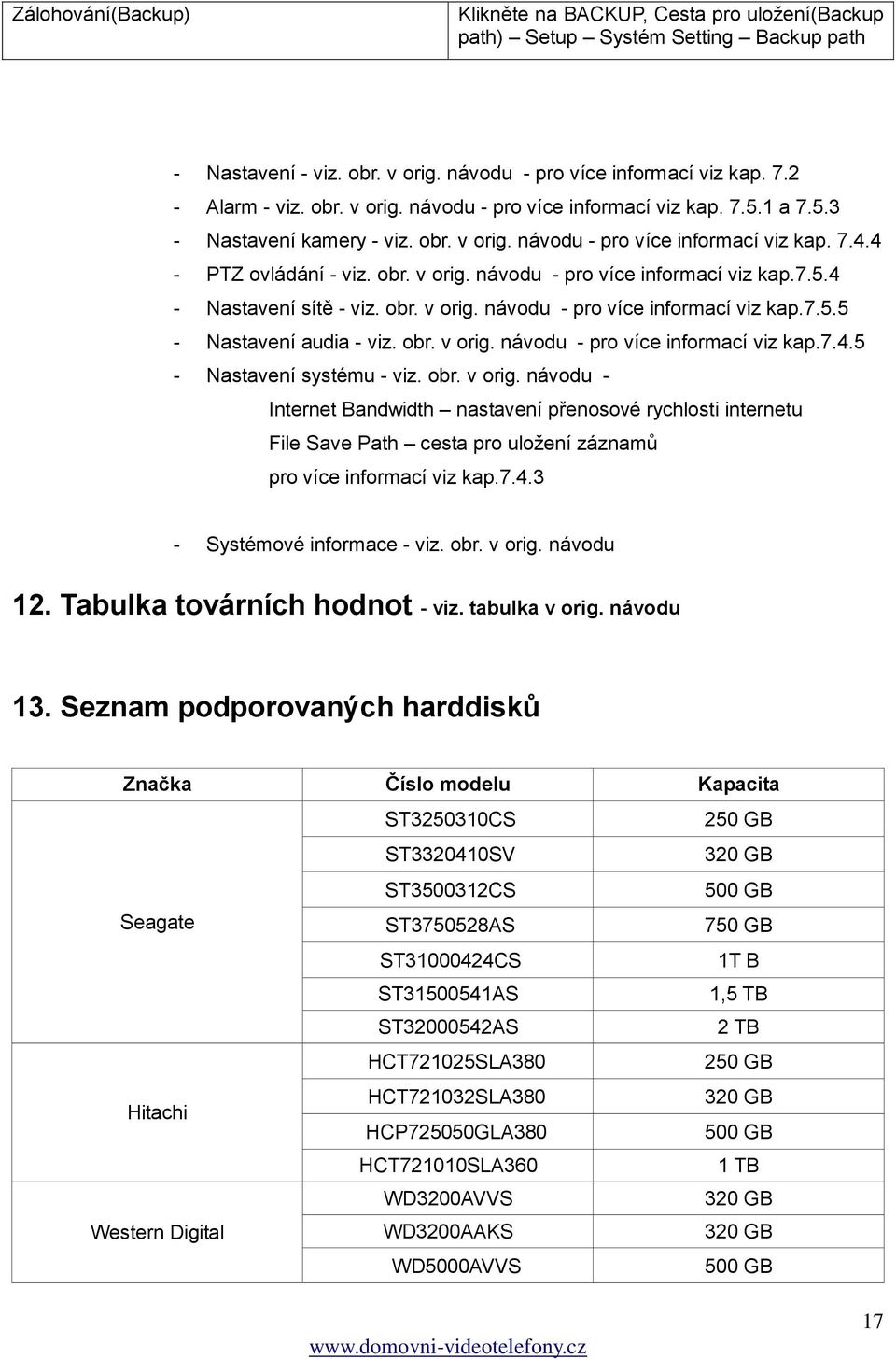 obr. v orig. návodu - pro více informací viz kap.7.4.5 - Nastavení systému - viz. obr. v orig. návodu - Internet Bandwidth nastavení přenosové rychlosti internetu File Save Path cesta pro uložení záznamů pro více informací viz kap.