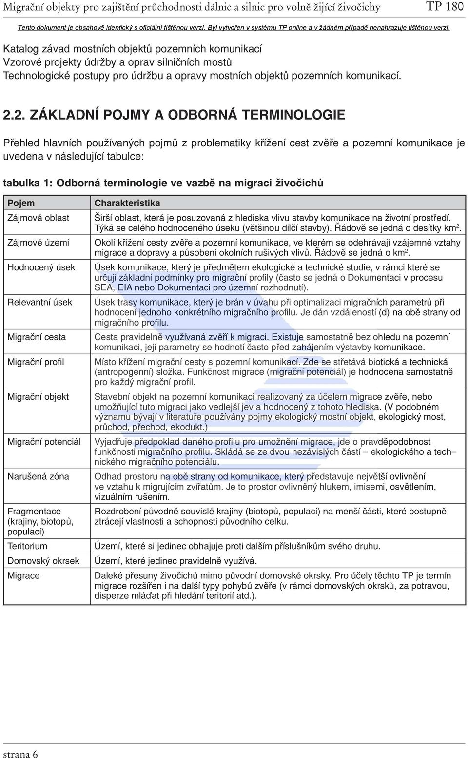 vazbě na migraci živočichů Pojem Zájmová oblast Zájmové území Hodnocený úsek Relevantní úsek Migrační cesta Migrační profil Migrační objekt Migrační potenciál Narušená zóna Fragmentace (krajiny,
